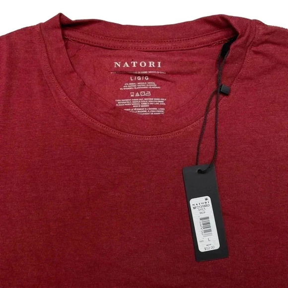 Natori Buji Red Modal Blend Crewneck Long Sleeve Mens T-Shirt Size Large - Picture 5 of 10